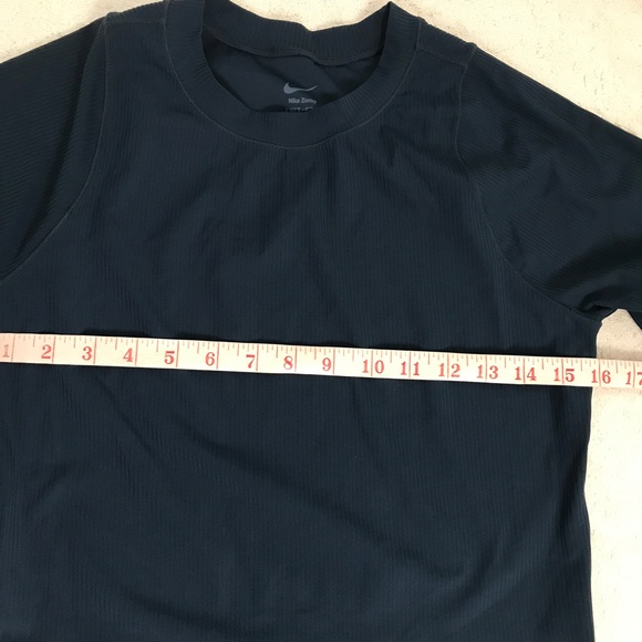 Nike Zenvy Blue Shirt Crop Ribbed Short Sleeve Womens M - Picture 7 of 9